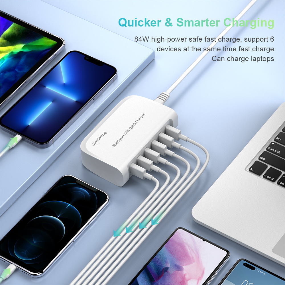 USB multi-port charger 6-port usb 3.0 fast charge 84W USB phone charger