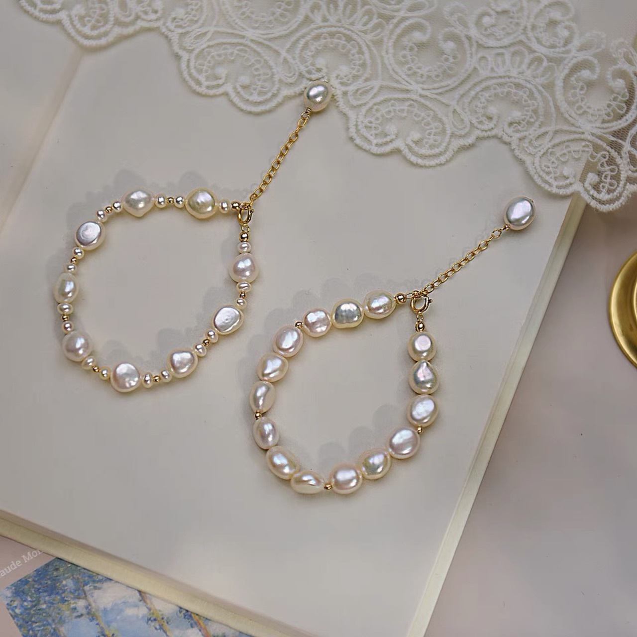 Baroque irregular pearl 14K gold-filled bracelet niche hand string gift