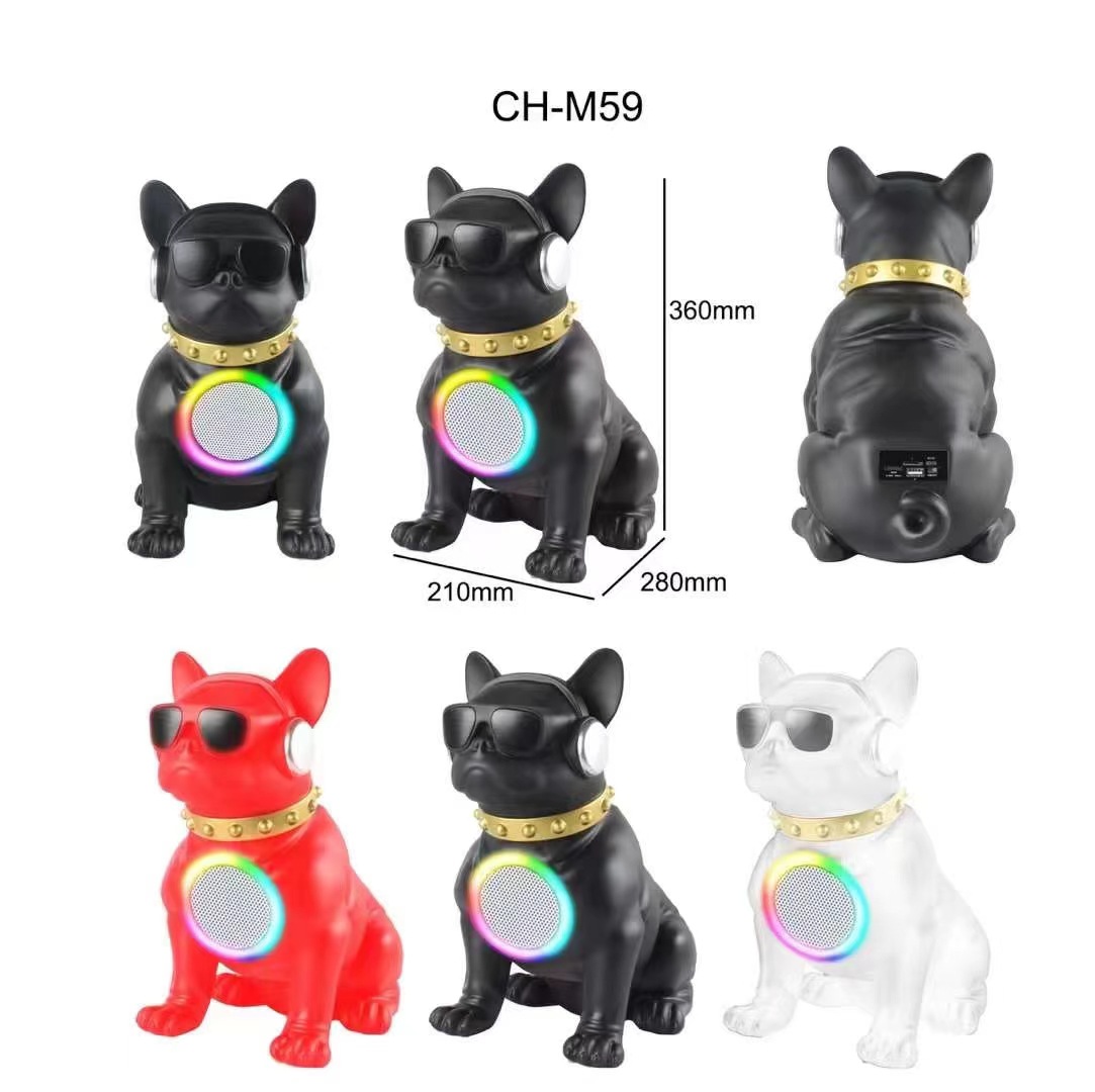 New Cartoon Bluetooth Speaker Portable Wireless Bulldog Large Speaker Desktop Ornament Card Bass Radio