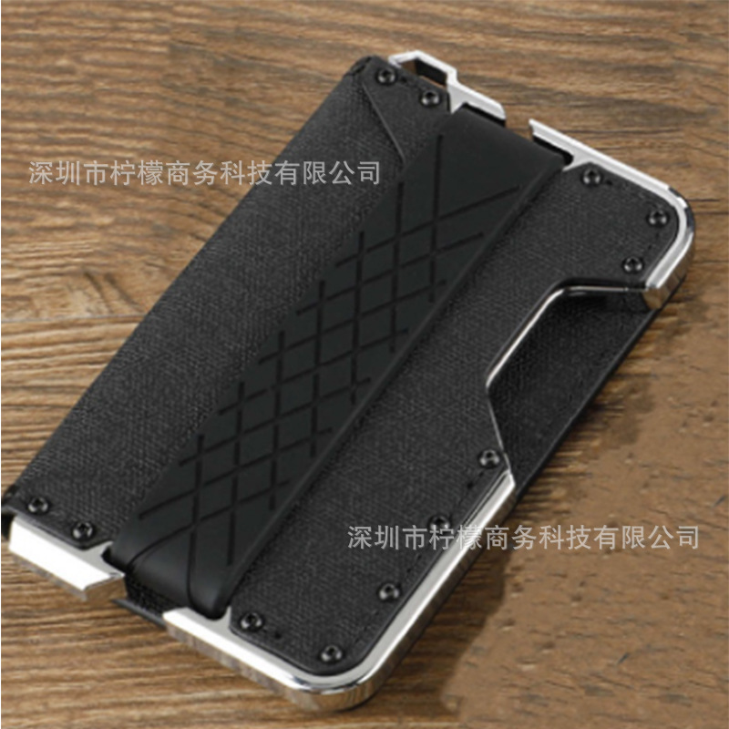 Aluminum Alloy Flip Leather Wallet RFID Anti-theft Shielding Money Clip Men's Wallet