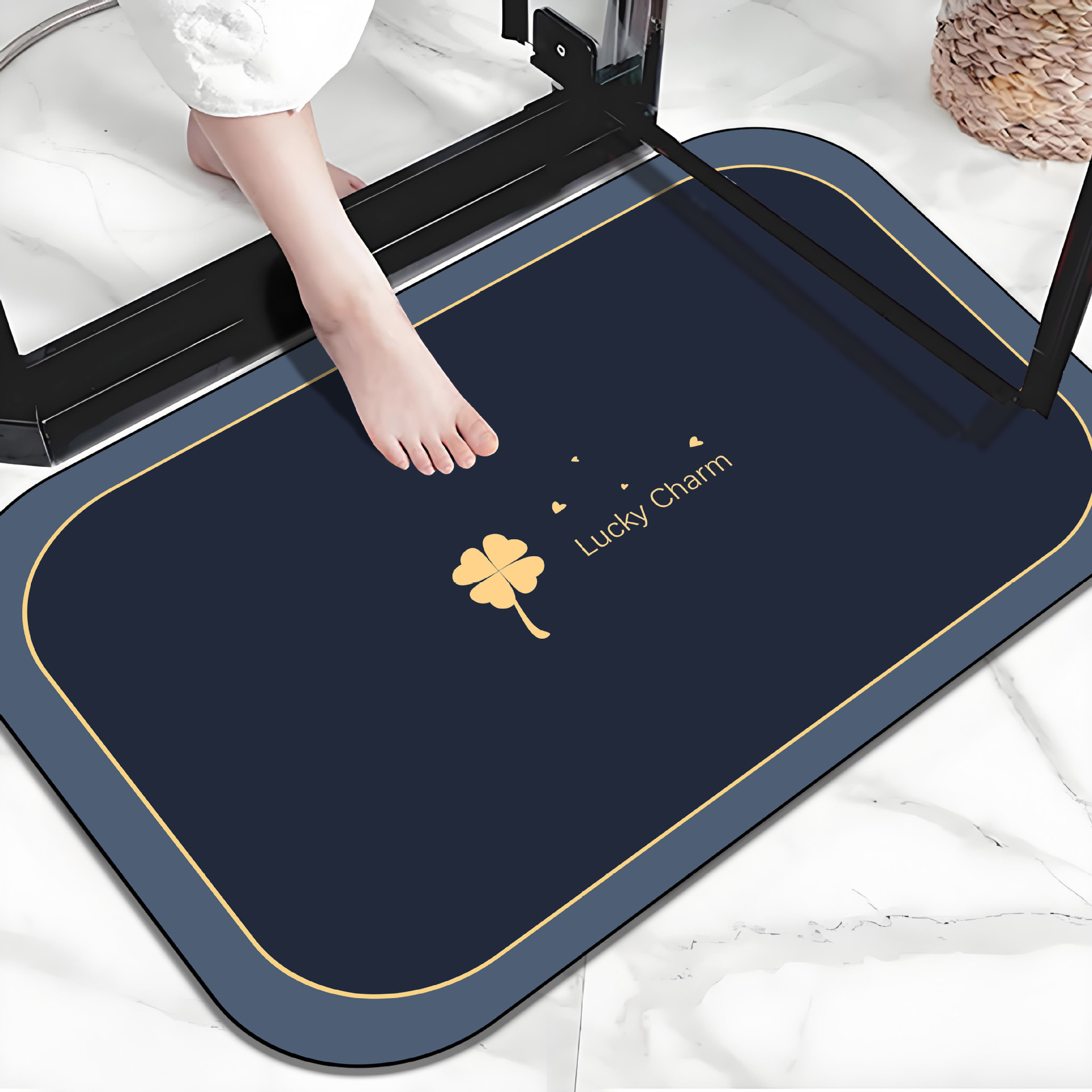 Rectangular floor mat for bathroom, soft diatom mud, non-slip foot mat at shower room entrance, toilet carpet
