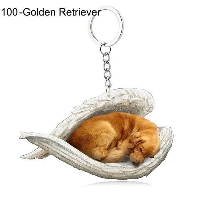 Simple Style Dog Cat Sleep Angel Pendant Backpack Keychain Car Keychain Animal Pet Decoration