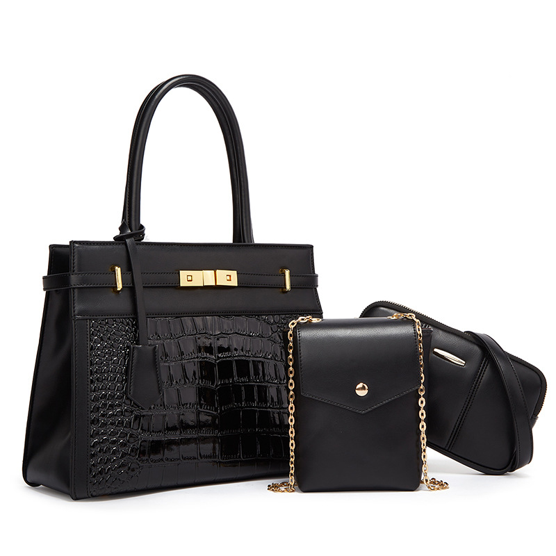 2026 new crocodile grain mother-child bag three-piece set