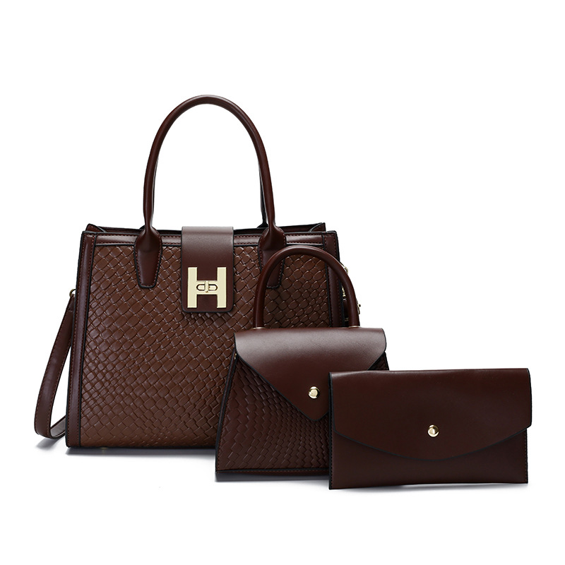 Multi-piece Set Mother-child Bag Women's 2025 New Large Capacity Shoulder Handbag Woven Texture Handbag Handbg