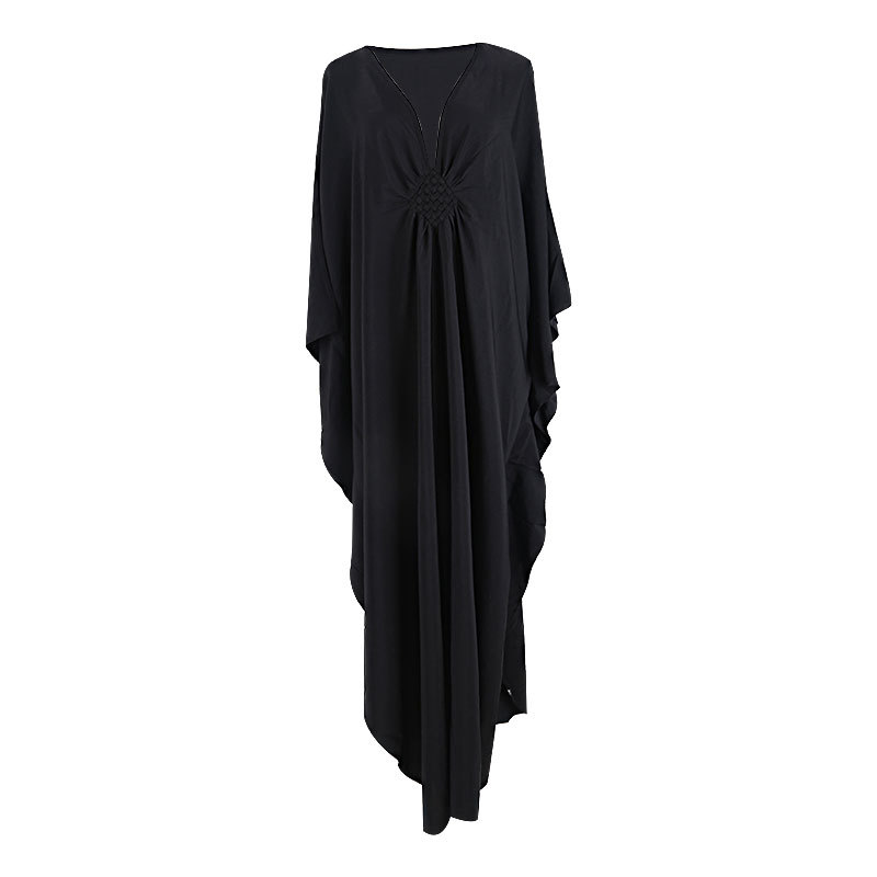 New Solid Color Middle Woven Robe Beach Long Dress Loose Bikini Cover Up Swimsuit Sun Protection Outer Women