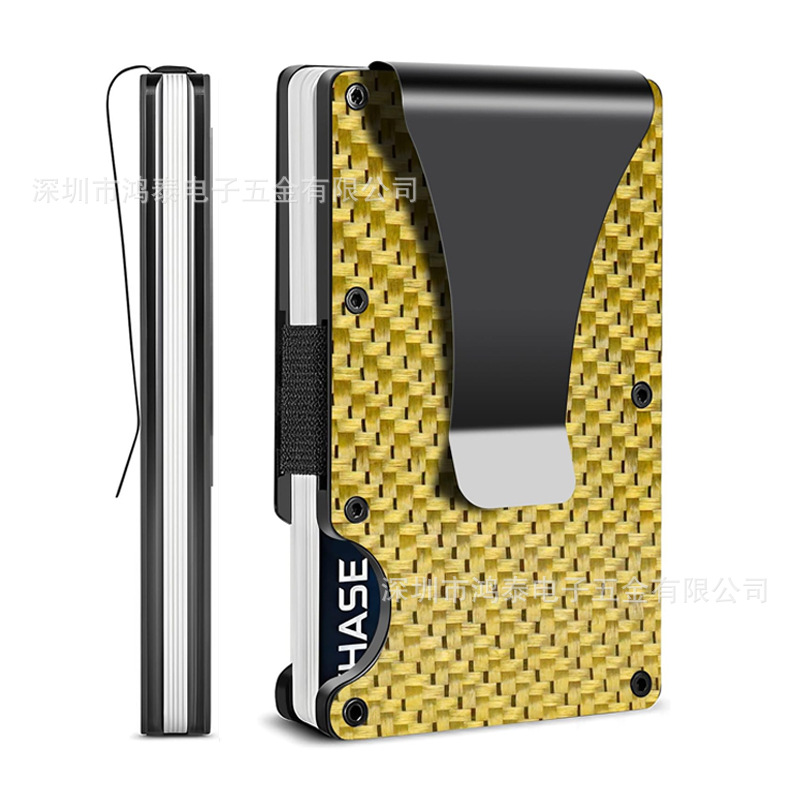 Carbon Fiber Card Holder RFID Anti-Theft Metal Card Clip Men's Minimalist Money Clip Wallet