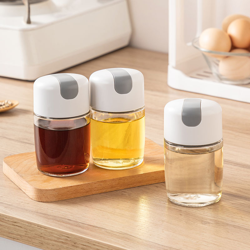 Japanese-Style Non-Oil Glass Oil Bottle Automatic Open and Close Sauce Bottle Leak-Proof Home Kitchen Supplies Oil Can Seasoning Storage