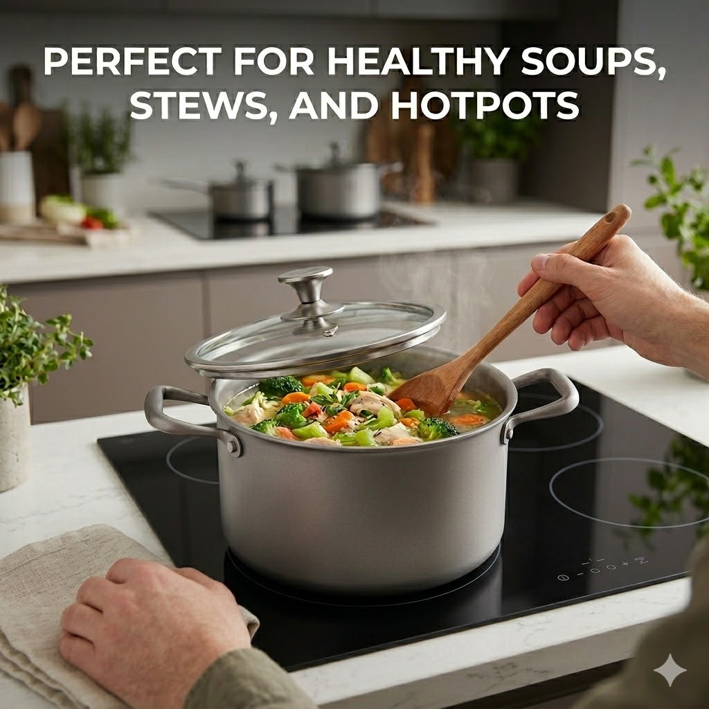 New household soup cooking 24cm pure titanium non-stick stew pot with handle large steaming integrated double ear pure titanium soup pot