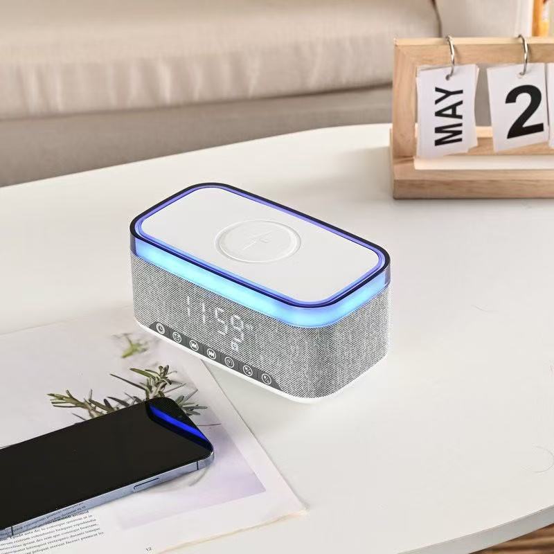 Speaker Bluetooth colorful light 15W wireless charging three-in-one colorful light subwoofer colorful alarm clock