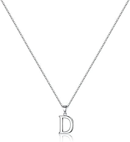 Letter S925 Sterling Silver Necklace Smooth 26 Letters Necklace Pendant Simple