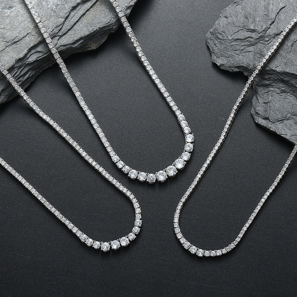 Gradual size zircon tennis necklace new chain hip-hop multi-size men's women's neck accessory
