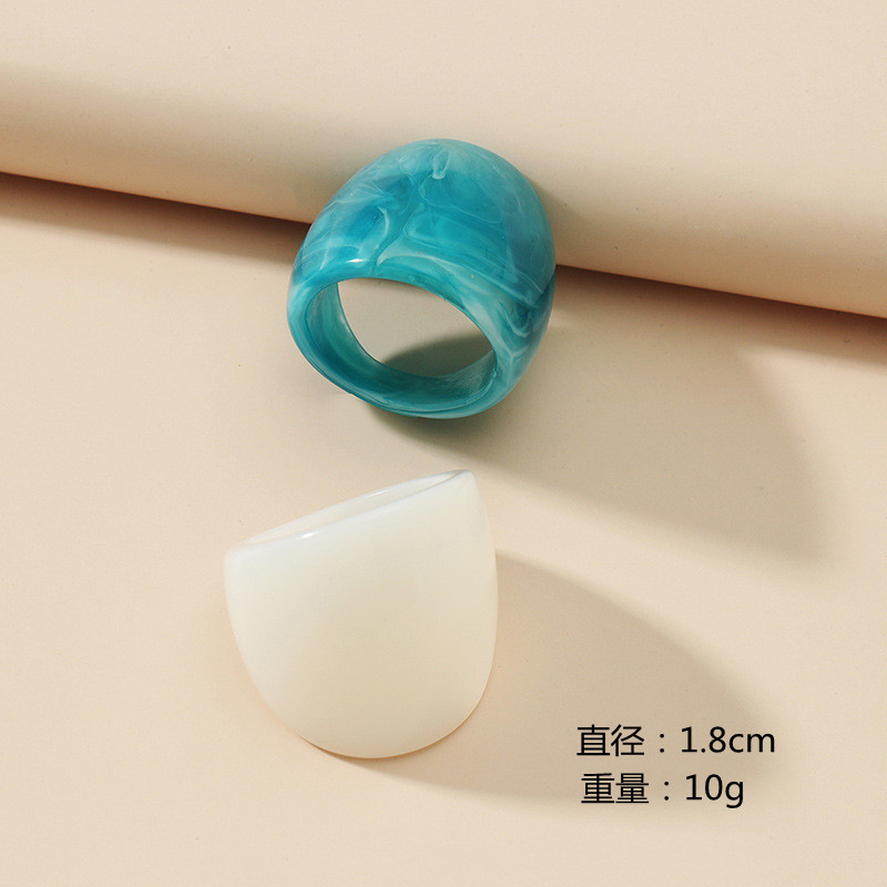 High-quality simple acetate acrylic contrasting color 2-piece ring set exaggerated set