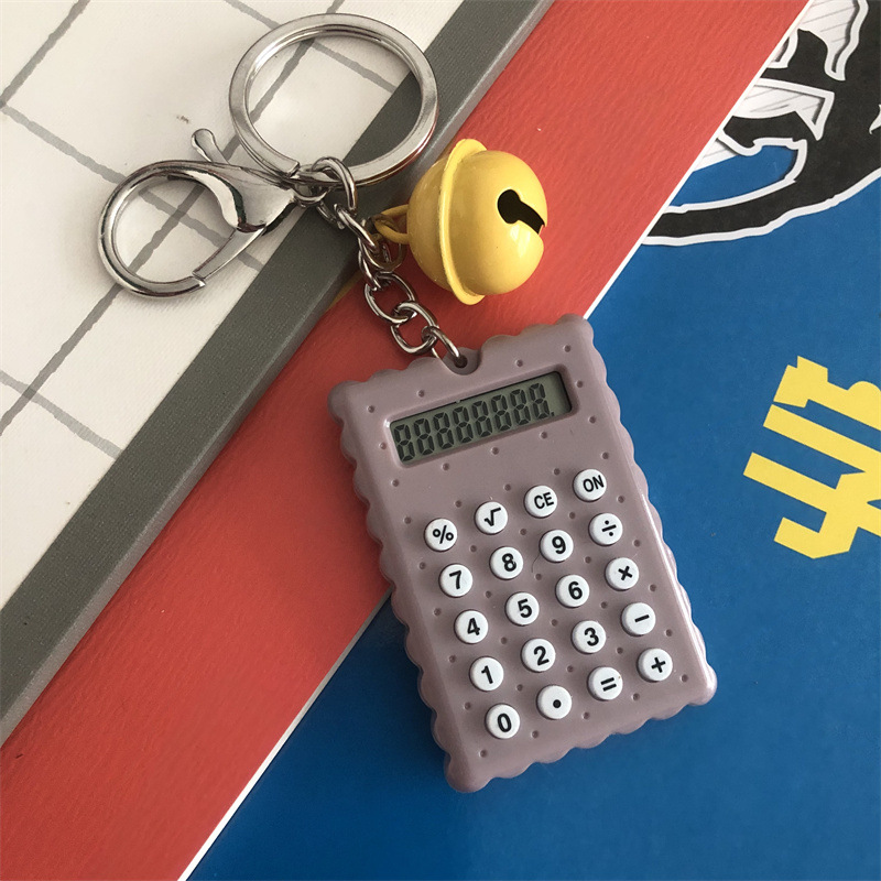 Biscuit Type Mini Calculator Bell Keychain Pendant Student Portable Palm Cute Computer