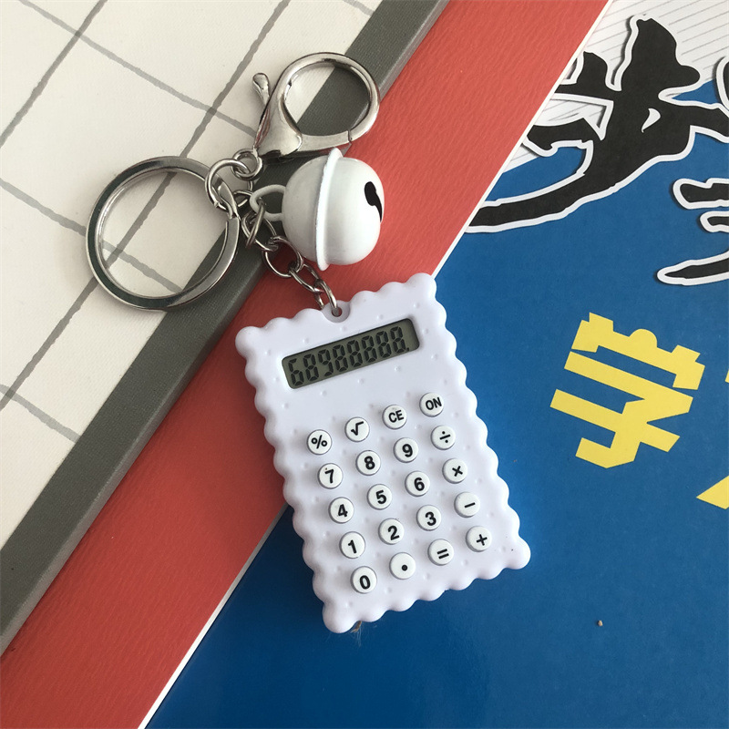 Biscuit Type Mini Calculator Bell Keychain Pendant Student Portable Palm Cute Computer