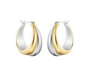 New 24k Color Block Earrings 2024 New Contrast Color Double Brass Earrings Women's