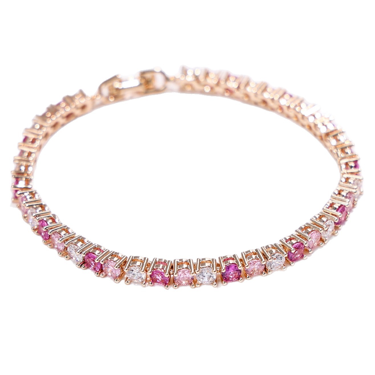 Summer Dopamine Simple Tennis Full Diamond Bracelet Single Row Stacking Red Corundum Zirconia Goddess Hand Jewelry