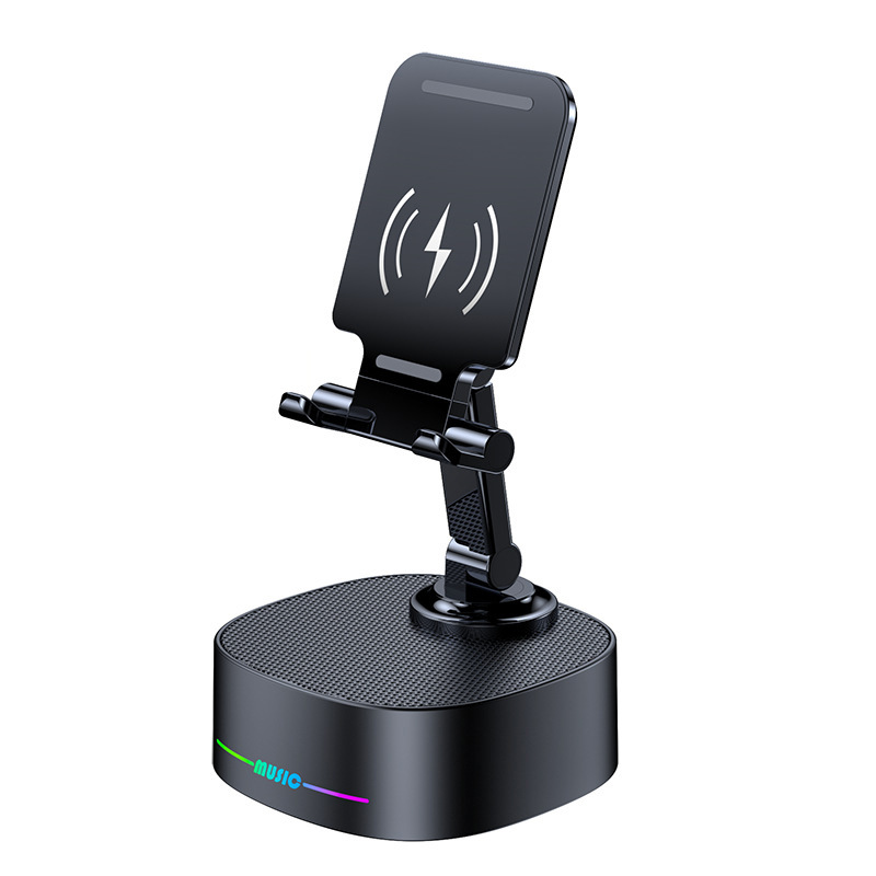 Five-in-one Bluetooth audio multifunctional phone holder desktop induction wireless charging speaker portable RGB high sound quality