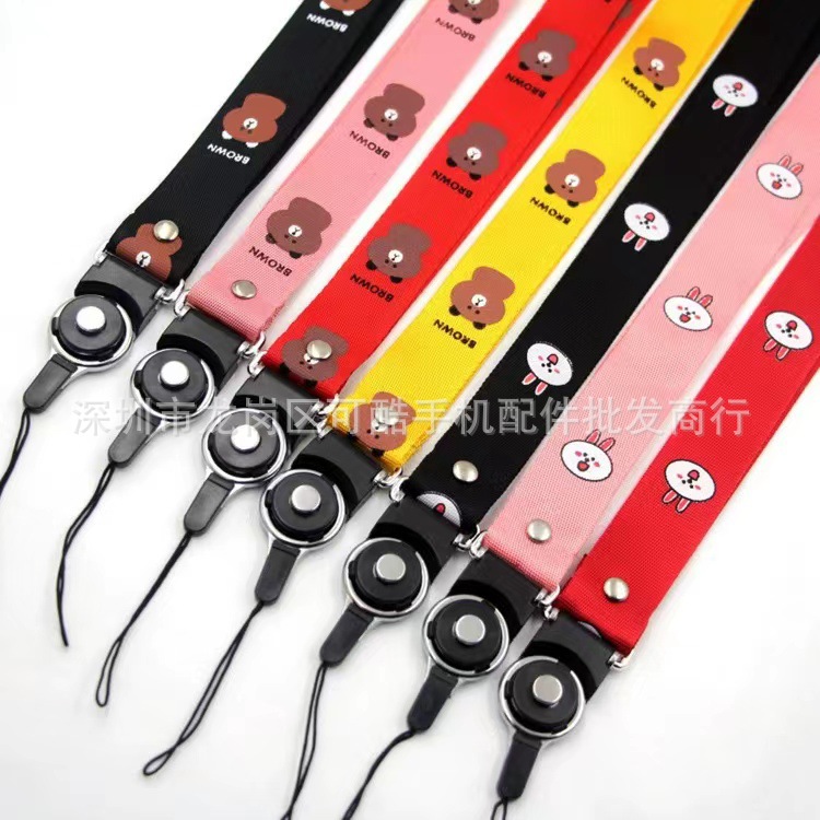 Phone Lanyard Neck Strap Long Short Phone Rope Men Women Wide Strap Cartoon Card Case Lanyard
