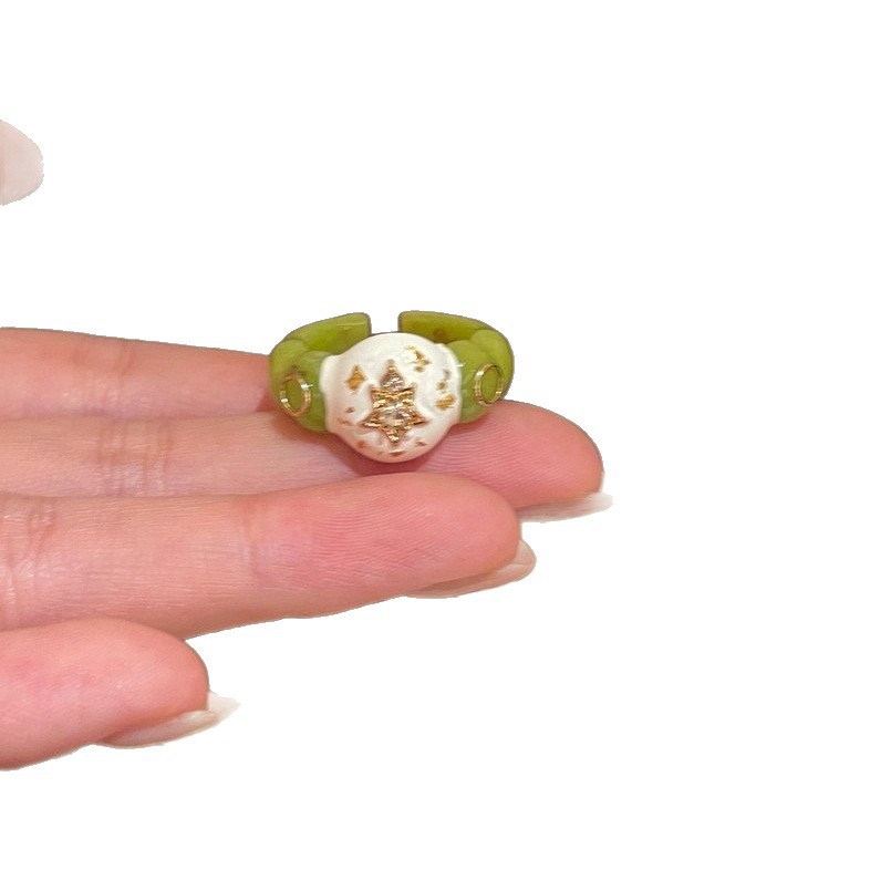 Cute Dopamine Love Geometric Ring for Women Fun Index Finger Ring Simple Colorful Ring