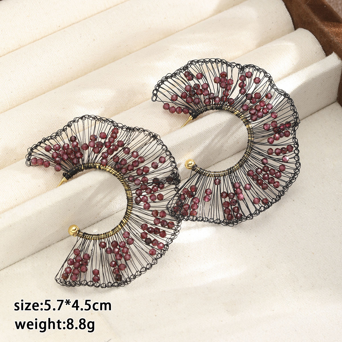 NALA Handmade Copper Wire Woven Fan-shaped Earrings Women Feel Earrings