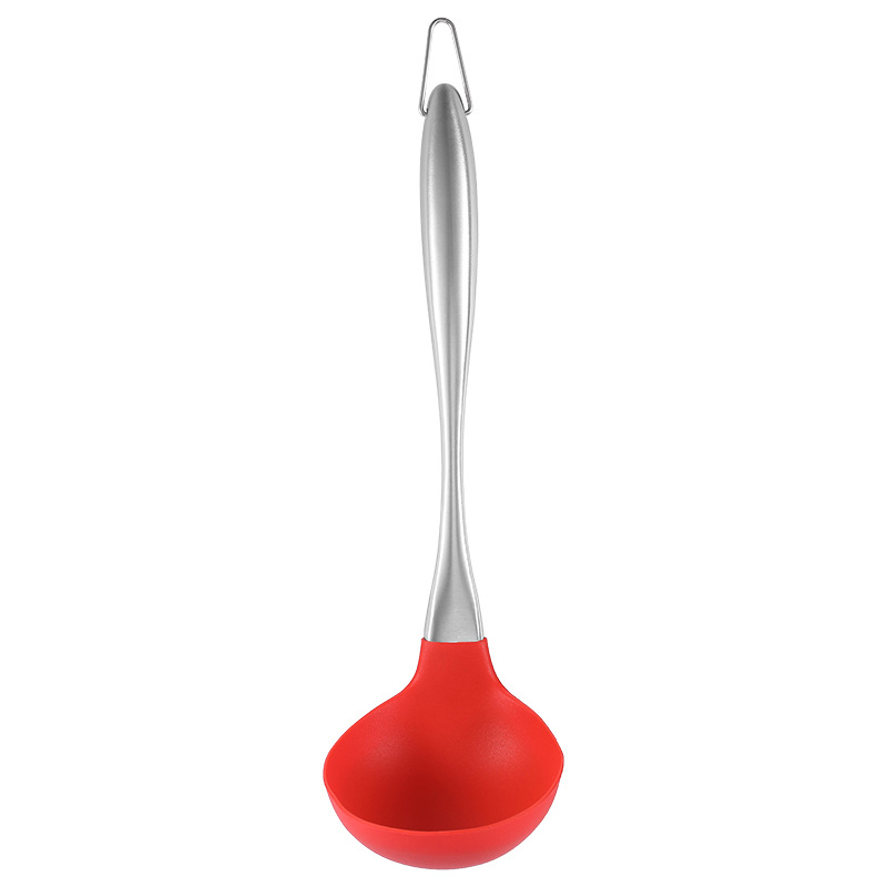 Stainless Steel Silicone Spatula Kitchen Utensils Food Grade Spatula Frying Spoon Spatula Soup Spoon Kitchen Home Non-Stick Pan Spatula Oil Control