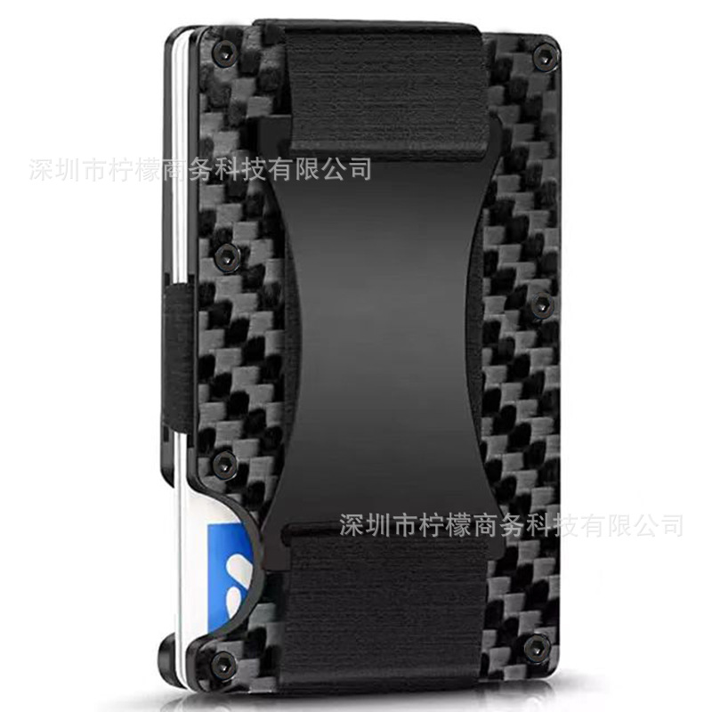 Metal Card Holder Carbon Fiber Wallet Money Clip RFID Anti-theft Foreign Gift
