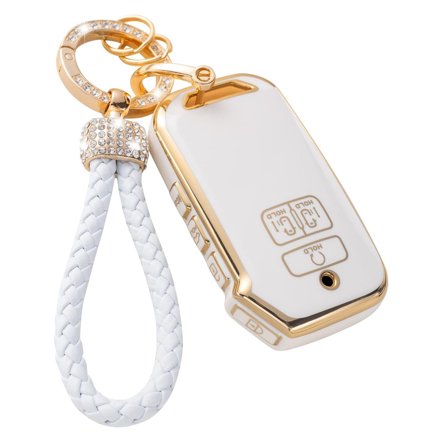 Gold Edge Car Key Case Car Key Bag Diamond Ring Pendant Keychain