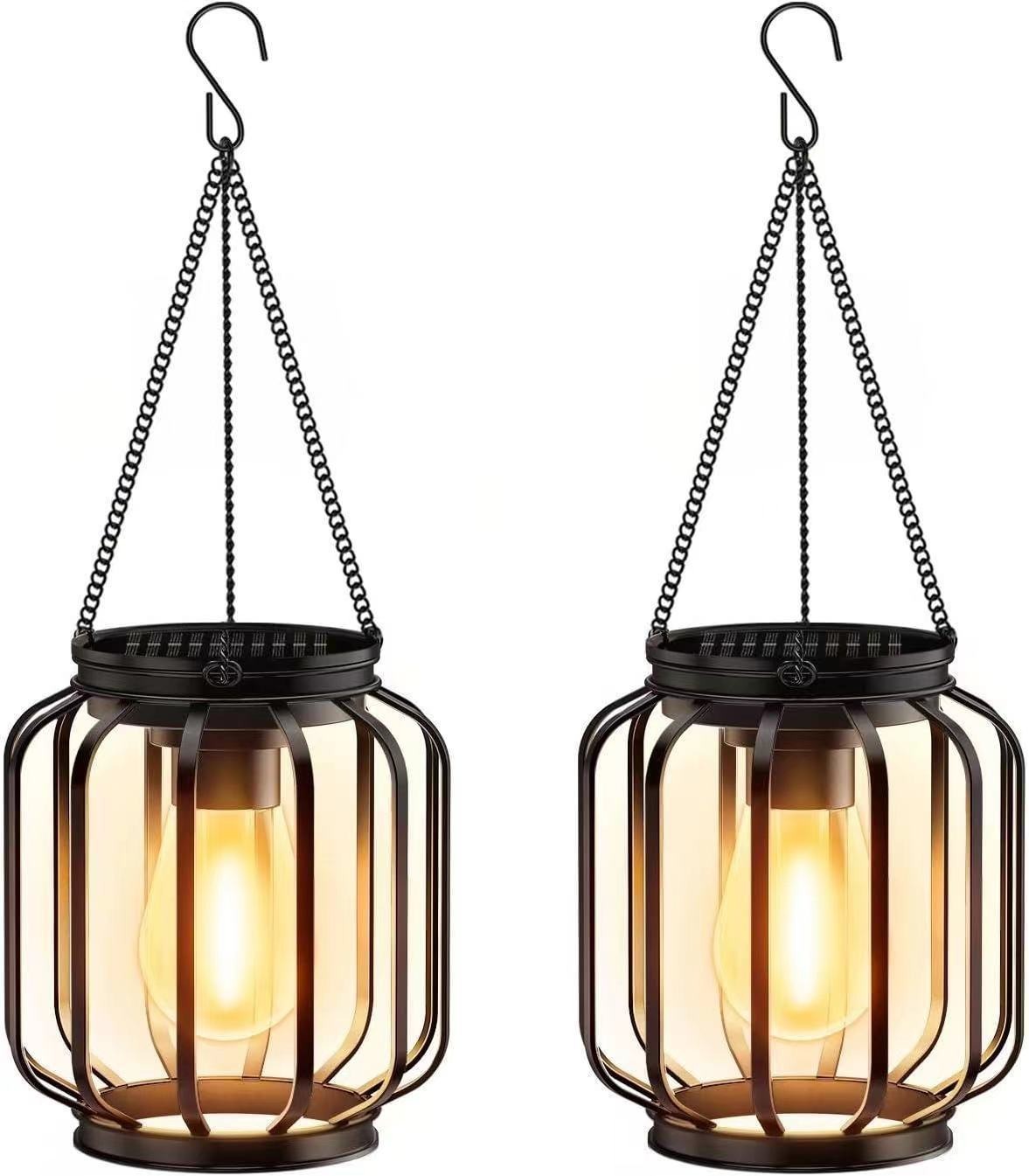 2026 new solar outdoor courtyard lamp iron lantern outdoor hollow waterproof garden landscape decoration