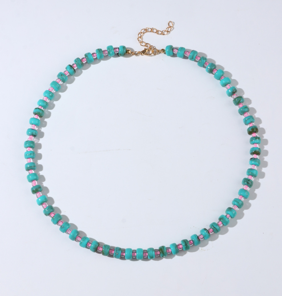 Colorful Natural Stone Abacus Bead Candy Color Round Bead Beaded Necklace