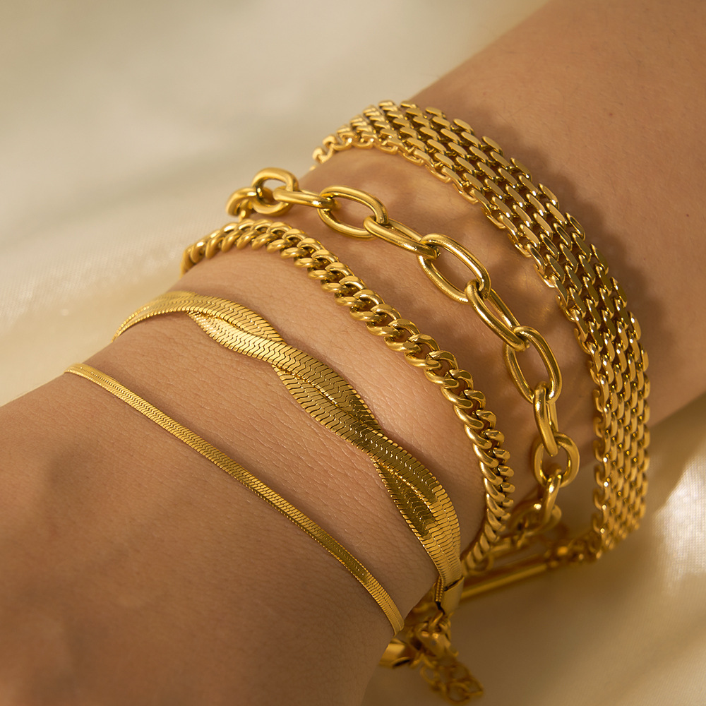 Titanium steel bracelet diy bracelet 18k gold plated stainless steel chain bracelet