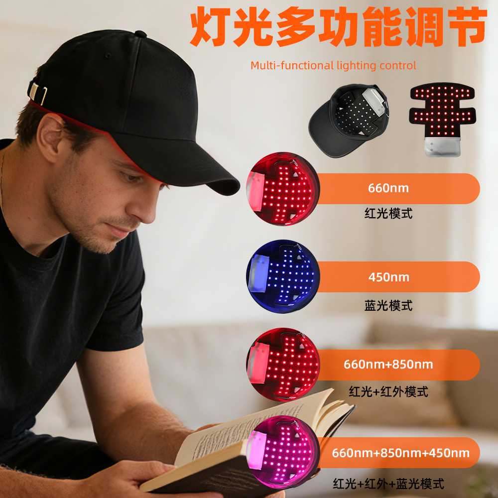 LED Red Light Heating Massage Hair Growth Cap, Red and Blue Light Heat Compress 56 Lamp Beads Phototherapy Red Light Cap