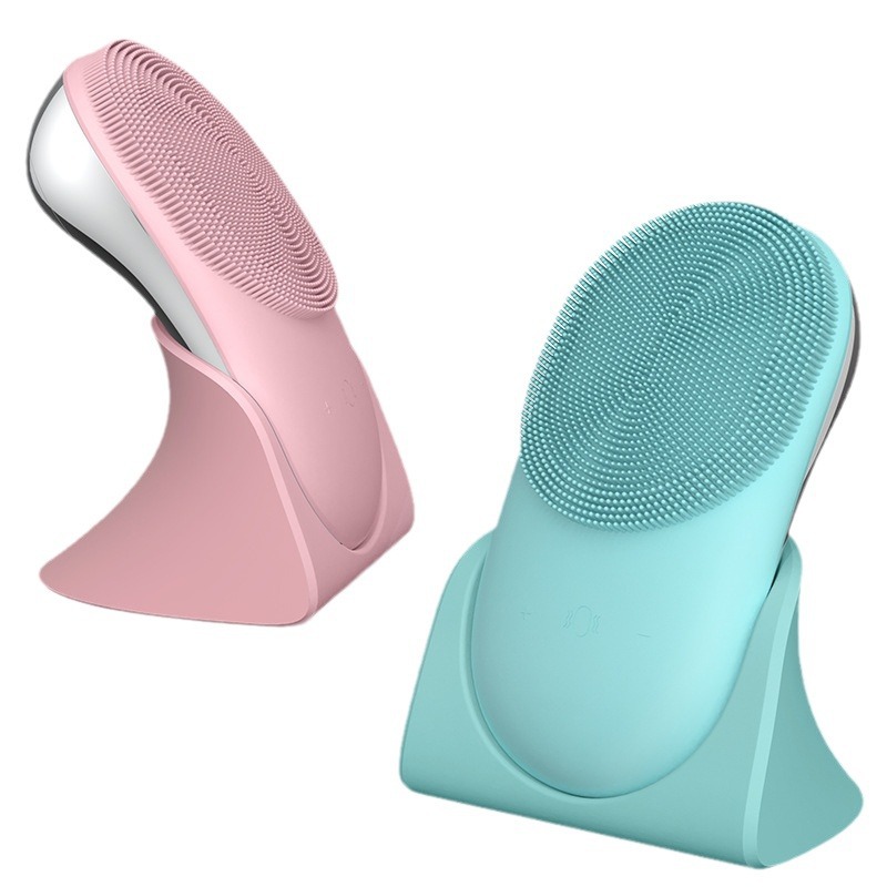 Heating导入Facial Cleanser Electric Silicone Face Wash Ultrasonic Seven-Level Waterproof Brush Facial Pore Cleaner
