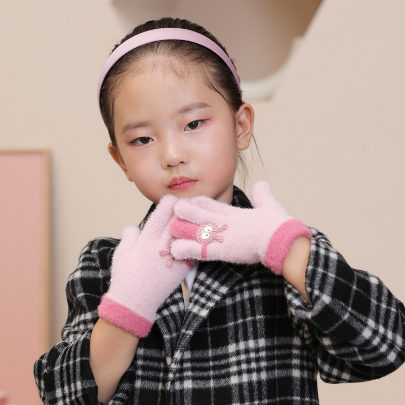 2021 New Children's Gloves Women Cute Cartoon Little Rabbit Autumn Winter Warm Cold-Proof Unisex Baby Knitted Gloves