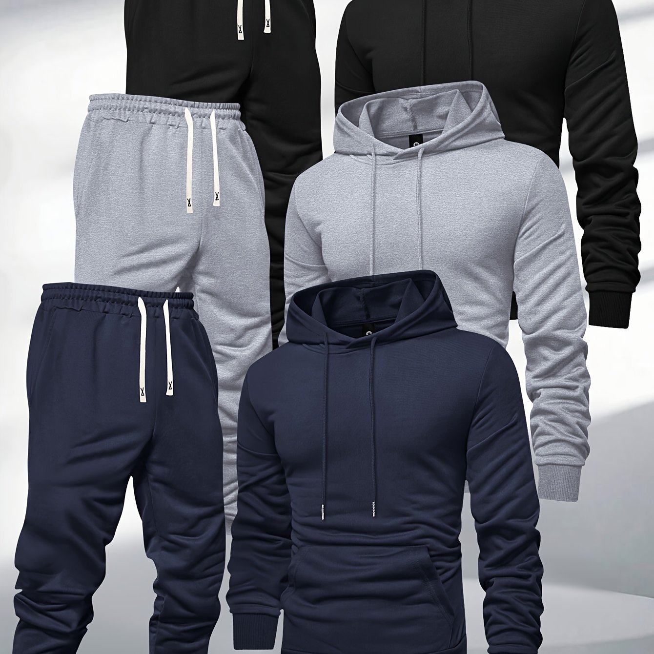 Men's Hooded Spring Autumn Plain Hoodie Sweatpants Casual Sports Men's Fall Suit