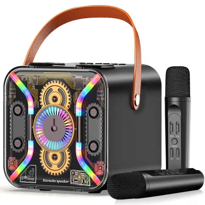 Outdoor SP300 Portable Wireless Karaoke Machine Bluetooth Speaker Dual Microphone Microphone Colorful Lights Live Streaming Speaker