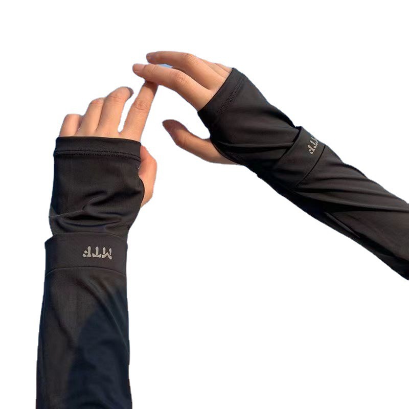 Sun Protection Ice Silk Arm Sleeves for Men Summer Sleeves Arm Sleeves Ice Silk Arm Protection Thin Gloves Driving Sleeves Breathable Loose Large Size