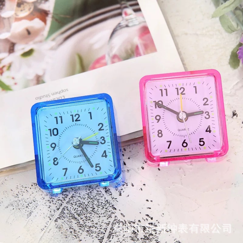 Simple transparent electronic alarm clock children candy color clock student bedroom loud small clock