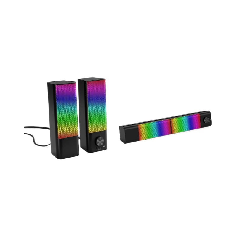 Custom-Designed Color-Changing Desktop Speakers with Magnetic Mount—SoundBoss Bluetooth USB 2.0 Home, Gaming, and Computer Speakers