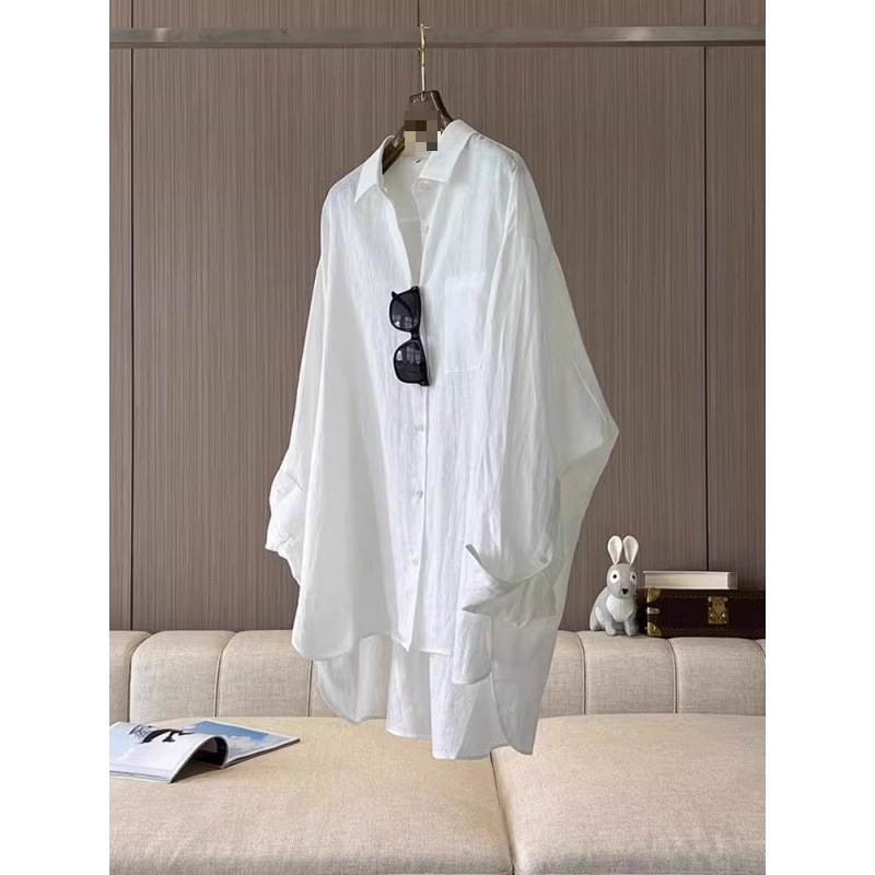 White Sun Protection Long Sleeve Shirt Jacket Women Summer Thin Cardigan Outerwear Blouse Top