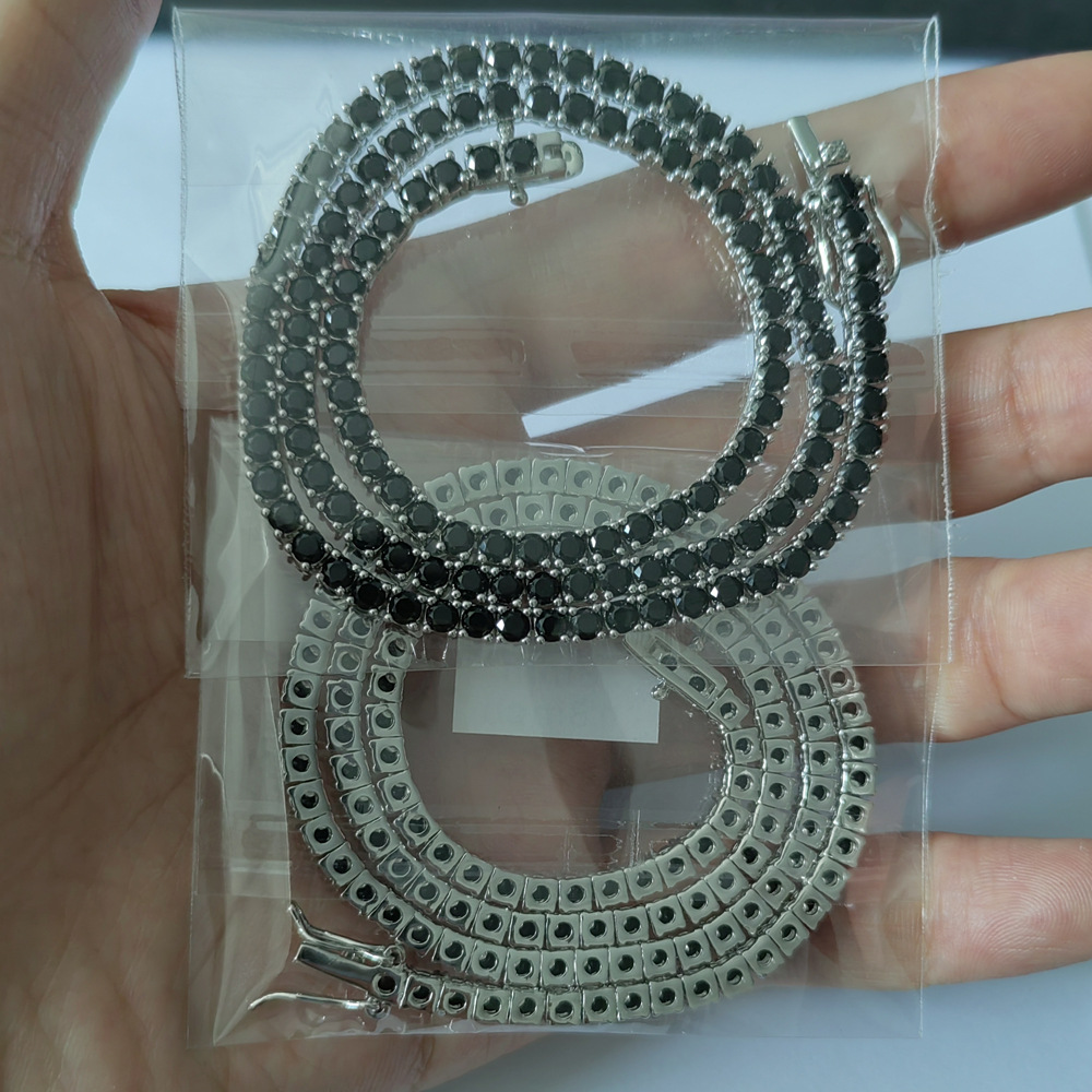 3mm 4mm 5mm black tennis chain Tennis Chain copper set zircon hip-hop single row chain