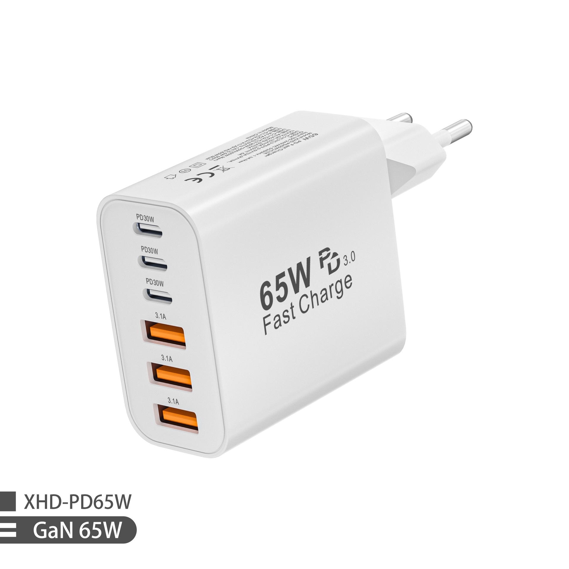 New PD65W UK standard charger for Apple 13 Pro Max Samsung charging head 3C3A multi-port charger