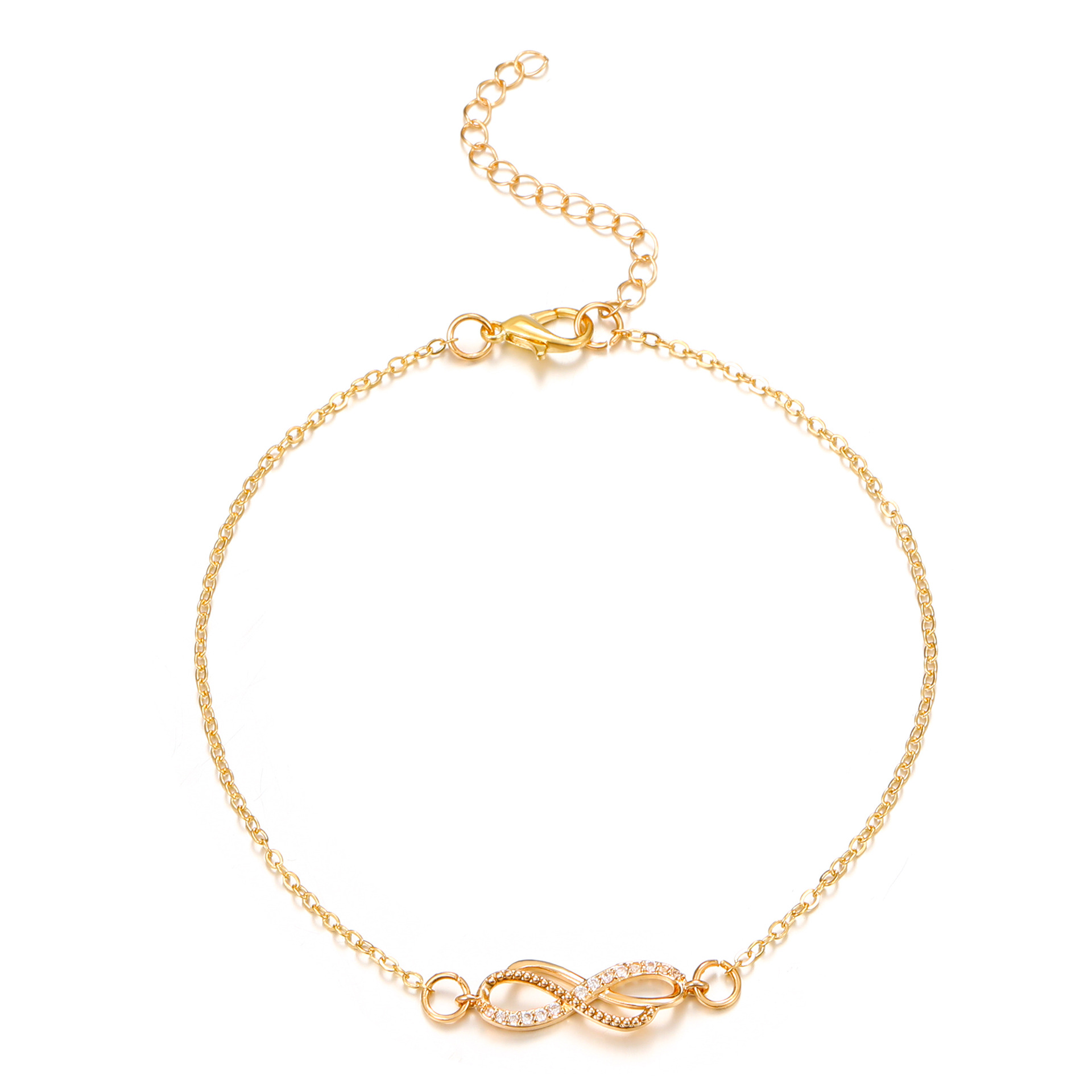 Infinity 8 Symbol Link Exquisite Anklet Diamond Inlay Beach Foot Jewelry Women