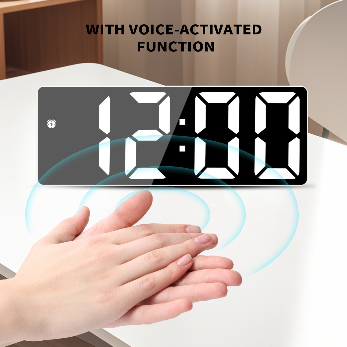 Colorful Mirror LED Clock Electronic Clock Simple Desktop Ornament Large Screen Digital Clock Electronic Alarm Clock