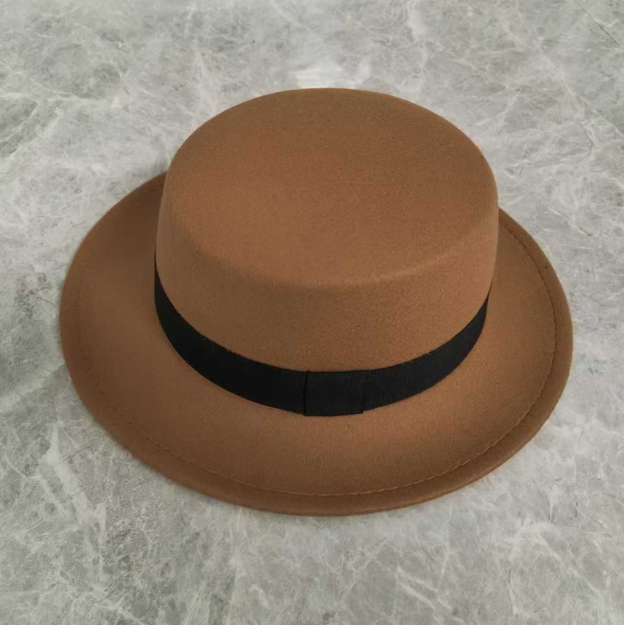 2025 Autumn/Winter New Fedora Flat Top Flat Brim Decorative Hat Franchise