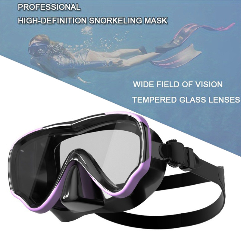 JUNHAIINS diving mask snorkel set for men and women adult large frame silicone diving mask