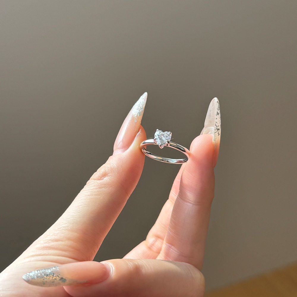 S925 sterling silver ring for women, love main stone carat wedding ring women's hand accessories