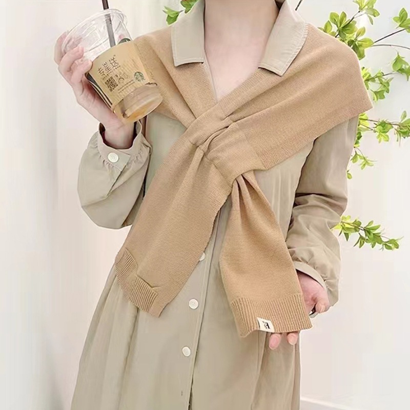 Thin simple striped shawl autumn and winter knitted scarf small cape outer fake collar
