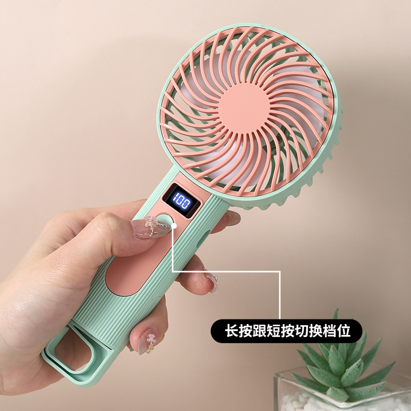 Handheld Digital Display Small Fan USB Charging Vertical and Horizontal Dual-Use Portable Electric Fan 120 Speed Levels Ultra-Long Battery Life