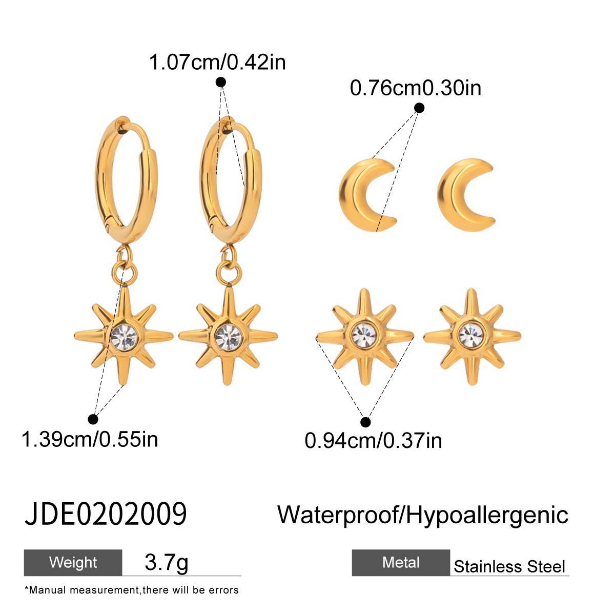 Jieding three pairs stainless steel zircon earrings niche pearl earrings titanium steel ear accessories