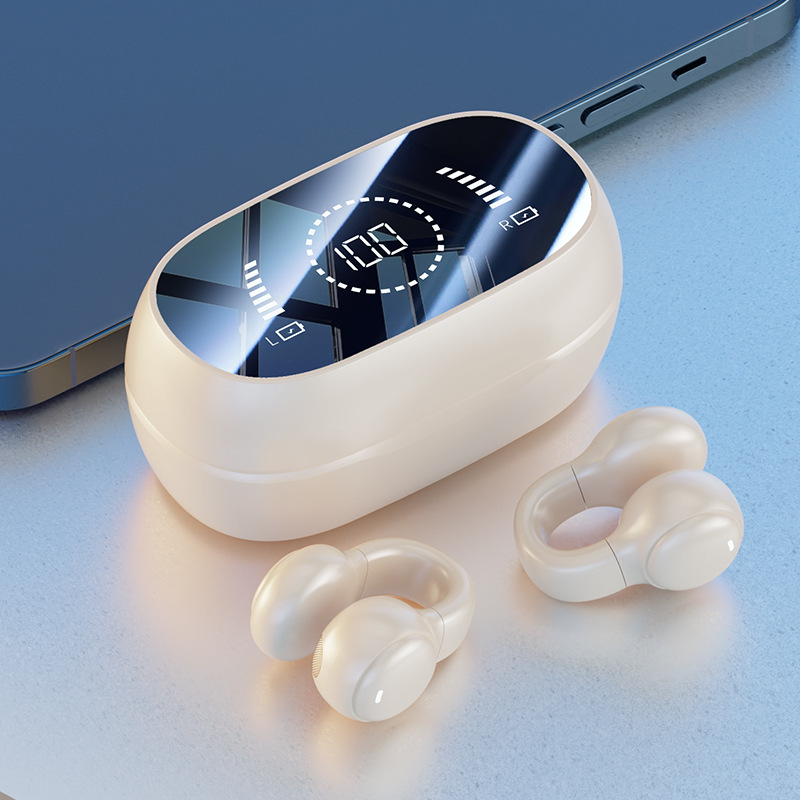 New Private Mold M47 Clip-on Bone Conduction Bluetooth Earphone, In-Ear Free Sports Digital Display Long Battery Life Earphone